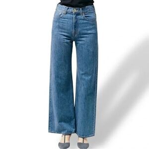 Tu es Mon Tresor Blue Denim Jeans the amber high rise full wide flare leg sz 25